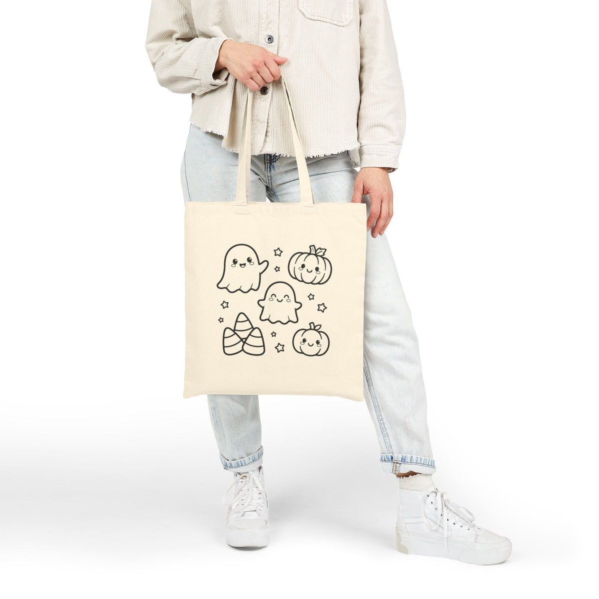 Halloween Ghosts & Pumpkins Canvas Tote Bag