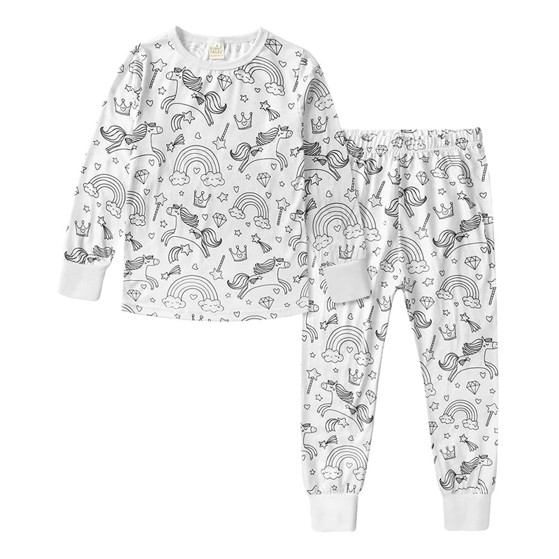 Children's DIY Pajama Sets Creative Sketch Colorful Pajama Set Sleepwear Set Your Own Pajama Handicraft Toys Toddler Boys Girl Loungewear
