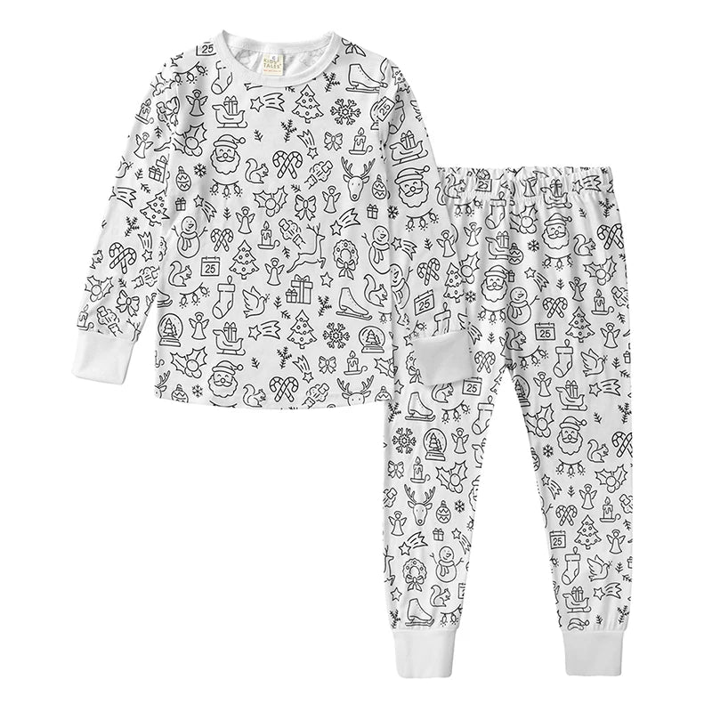 Children's DIY Pajama Sets Creative Sketch Colorful Pajama Set Sleepwear Set Your Own Pajama Handicraft Toys Toddler Boys Girl Loungewear
