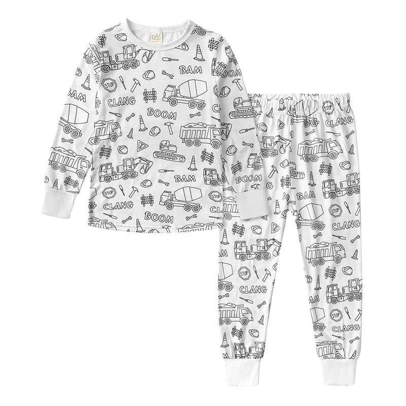 Children's DIY Pajama Sets Creative Sketch Colorful Pajama Set Sleepwear Set Your Own Pajama Handicraft Toys Toddler Boys Girl Loungewear