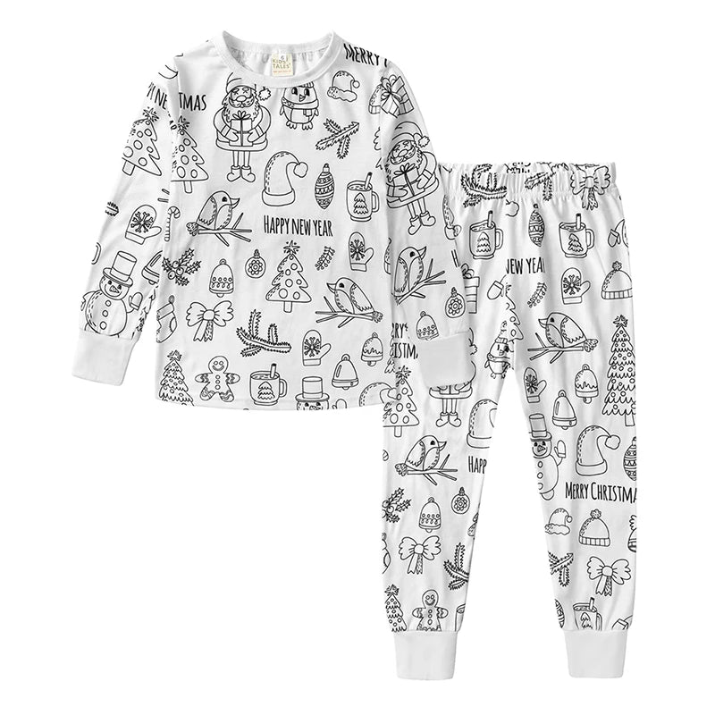 Children's DIY Pajama Sets Creative Sketch Colorful Pajama Set Sleepwear Set Your Own Pajama Handicraft Toys Toddler Boys Girl Loungewear
