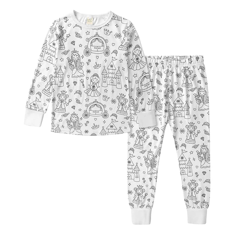 Children's DIY Pajama Sets Creative Sketch Colorful Pajama Set Sleepwear Set Your Own Pajama Handicraft Toys Toddler Boys Girl Loungewear