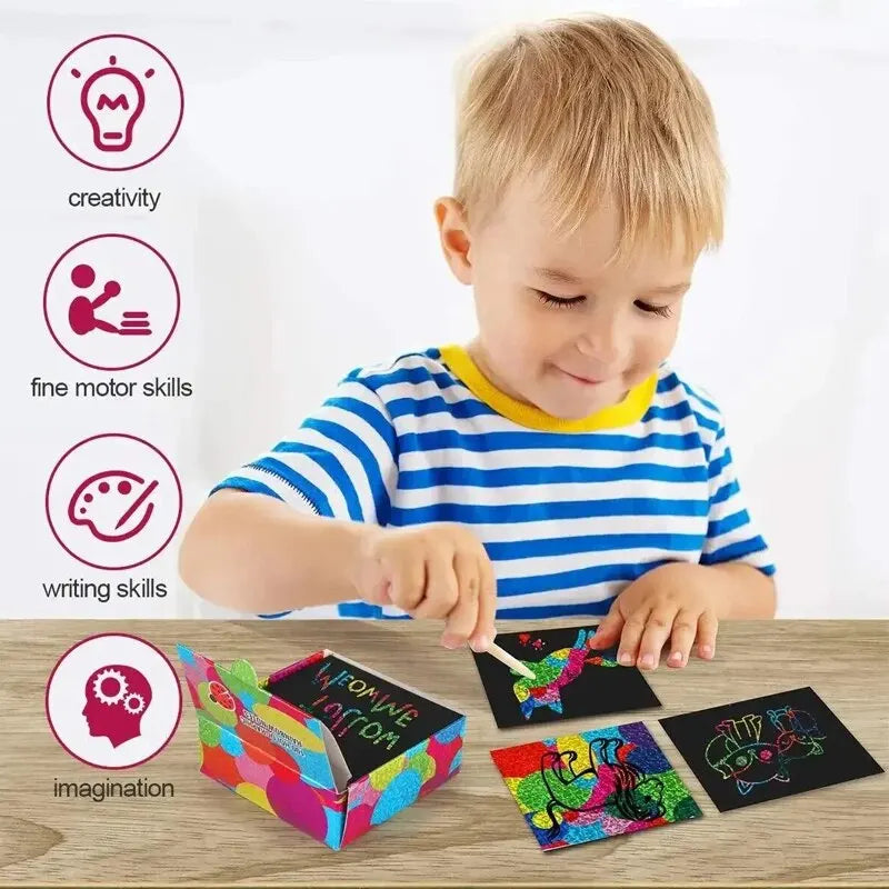 Dazzling Scratch Painting Parent Child Interactive Toys Note Cards Handmade Painting