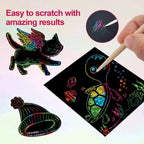 Rainbow Scratch Art Pad for Kids, 125 Cards + 2 Styluses