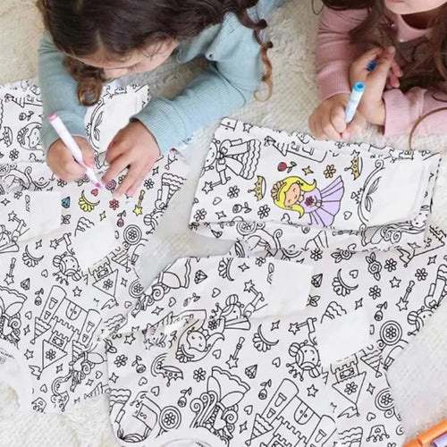 Colorable Two Piece Pajama Set for Children Boys Girls Color Your Own Handcraft Pyjamas  Kids DIY Coloring Kit for Pajama Party