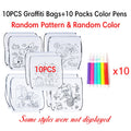 5-10PC Colorful Drawstring Graffiti Bag Random Assorted Pattern Cartoon Animal DIY Painting Backpack Festival Party Souvenir ZYF