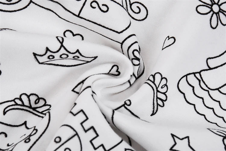 Colorable Two Piece Pajama Set for Children Boys Girls Color Your Own Handcraft Pyjamas  Kids DIY Coloring Kit for Pajama Party