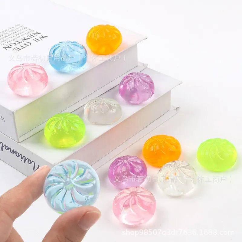 Mini Glitter Dumpling Squishes Stress Relief Toy With Dumplings Steamer Fidget Sensory Squeeze Ball Simulation Food Squishy Bun
