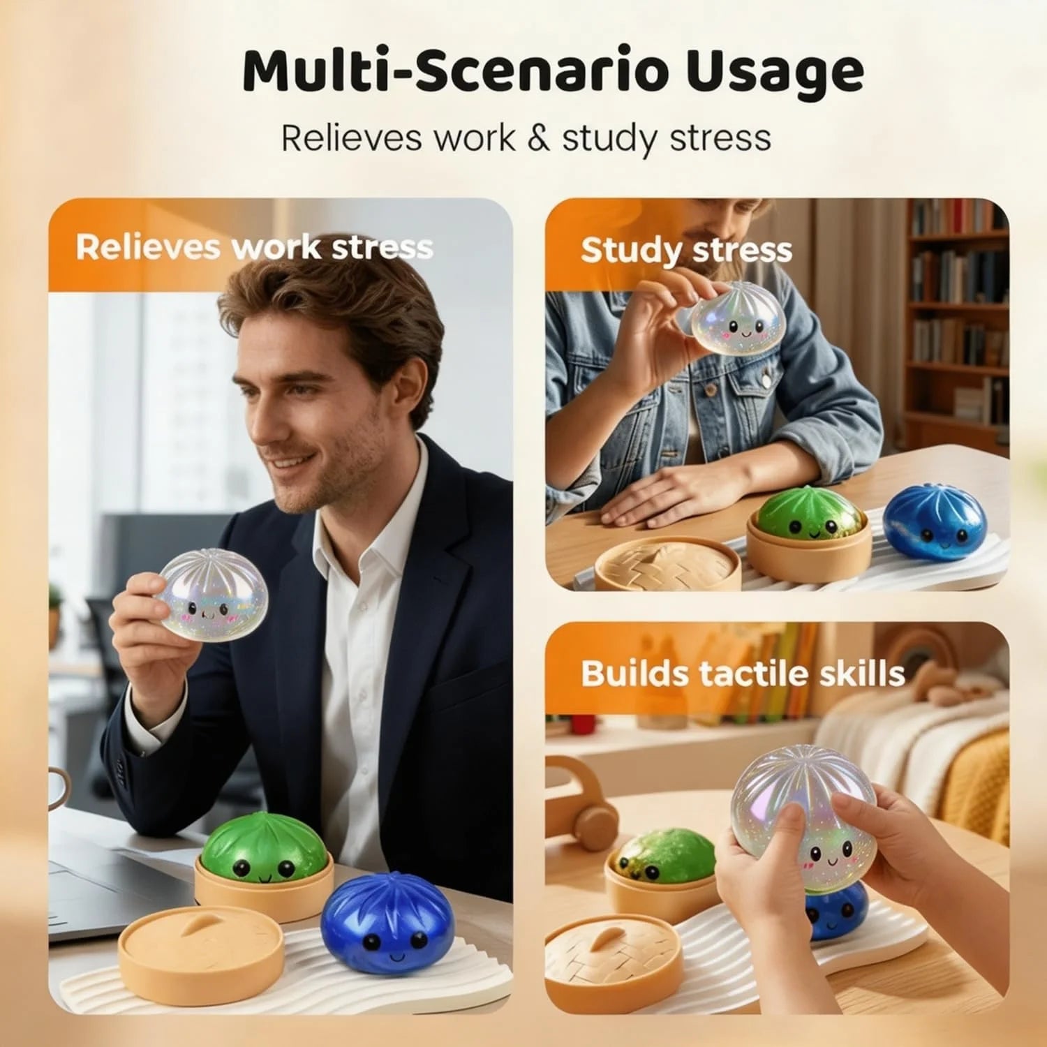 Simulation Flash Dumpling Pressure Ball Slow Rebound Soft Pinch Decompression Baozi modeling stress relief toy birthday Gifts