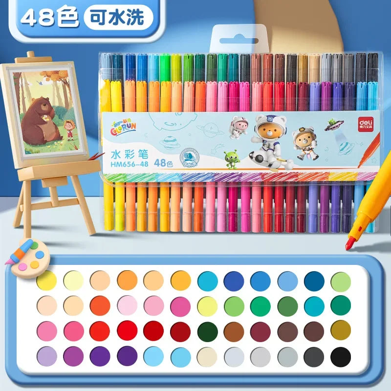 Washable Markers Set for Kids, 12/24/36/48 Art Colors Drawing Pen for Toddlers Gift,Safe and Non-Toxic Bright and Vivid Colors