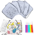 5-10PC Colorful Drawstring Graffiti Bag Random Assorted Pattern Cartoon Animal DIY Painting Backpack Festival Party Souvenir ZYF