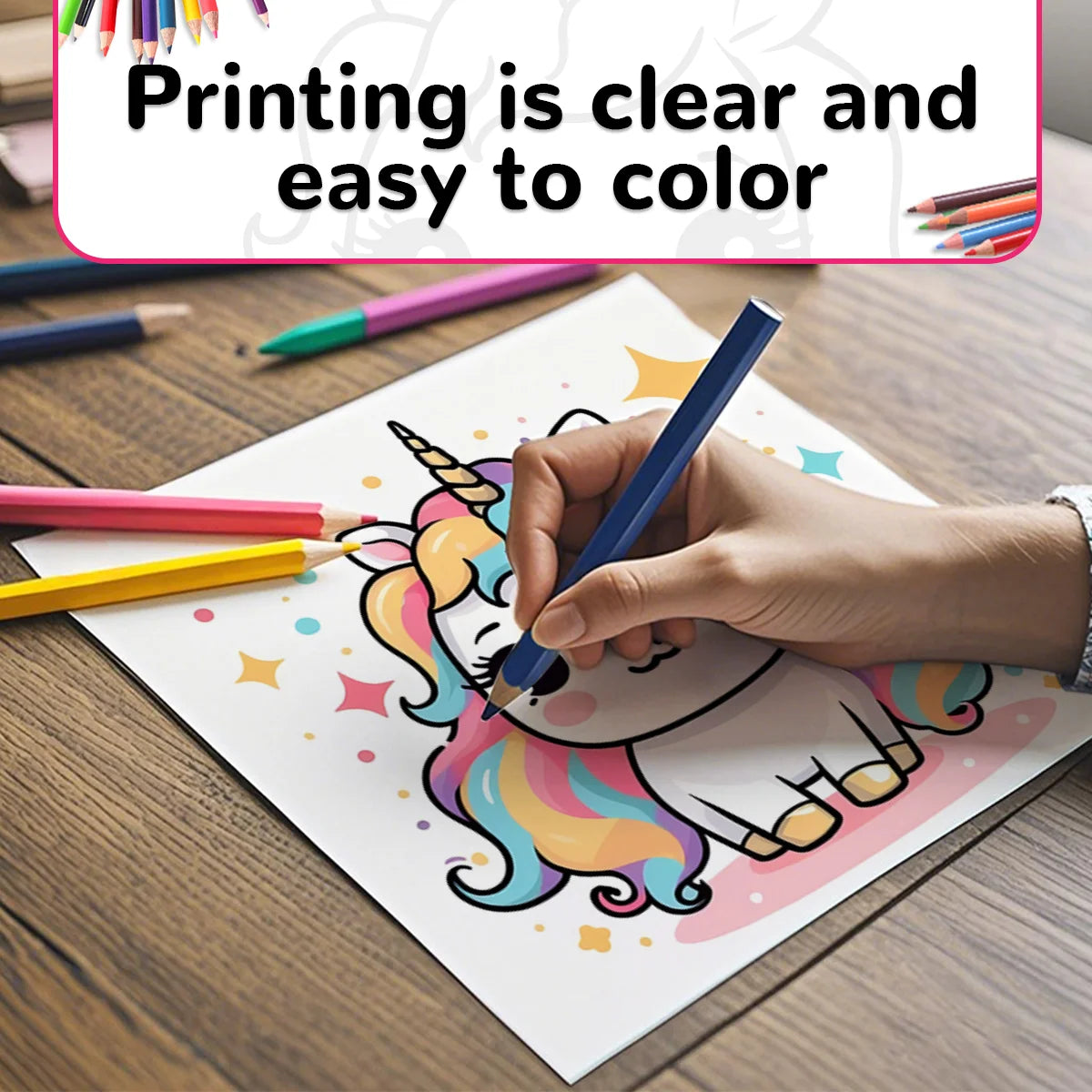 Unicorn Coloring Book – Premium Thick Pages for Kids & Adults | TSUKI Color & Craft