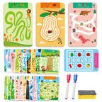 Reusable Maze Cards for Kids – 3 Levels with Pens & Eraser