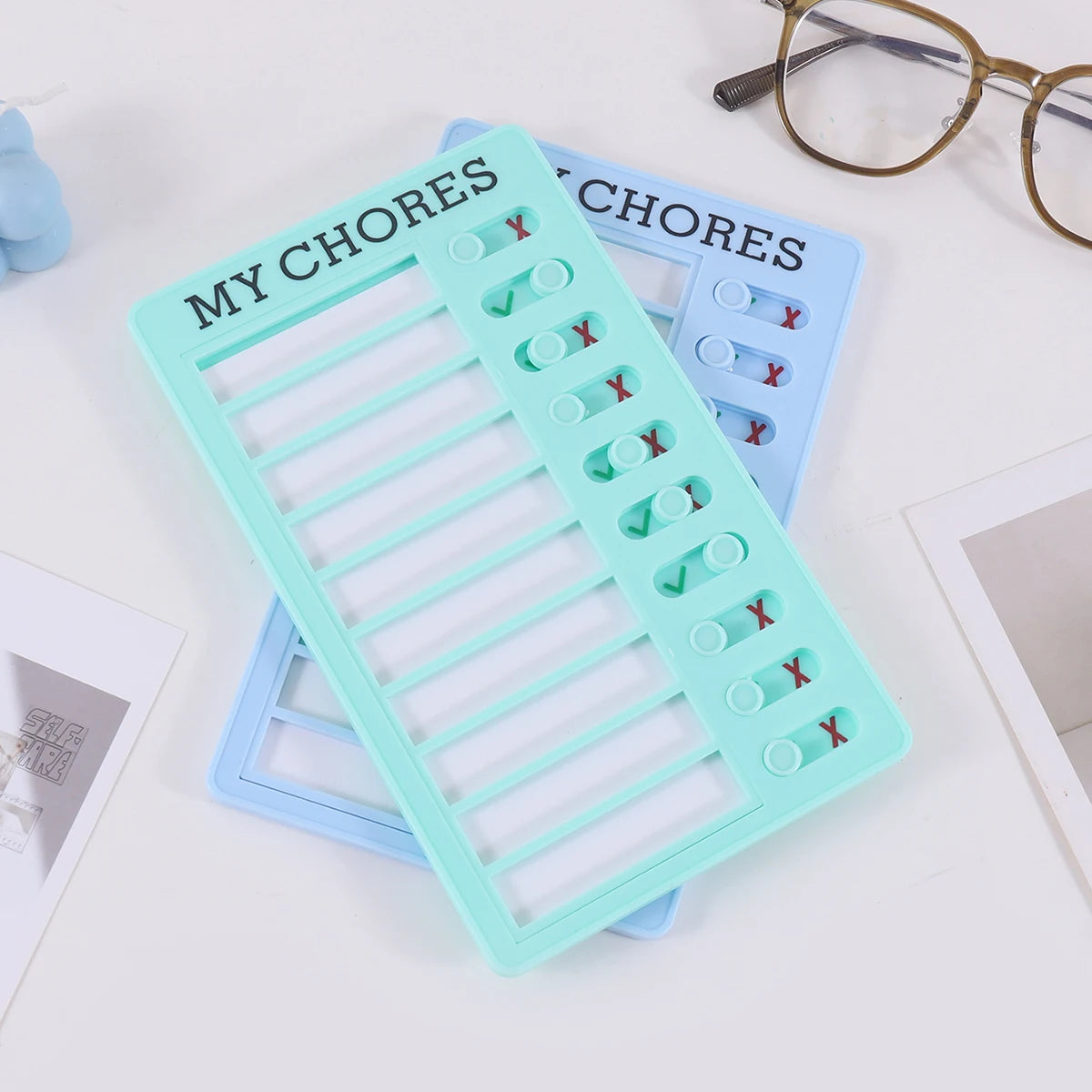 Self Discipline Checklist Board, Replaceable Plastic Chore Chart for Kids Adults, Summer Task Planner & Daily Habit Tracker