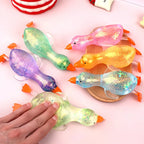 Aurora Duck & Gold Powder Goose Squishy Stress Relief Toy, Slow Rising Squeeze Ball