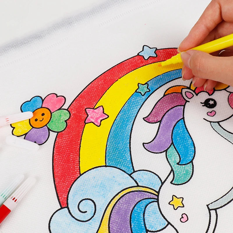 5-10PC Colorful Drawstring Graffiti Bag Random Assorted Pattern Cartoon Animal DIY Painting Backpack Festival Party Souvenir ZYF