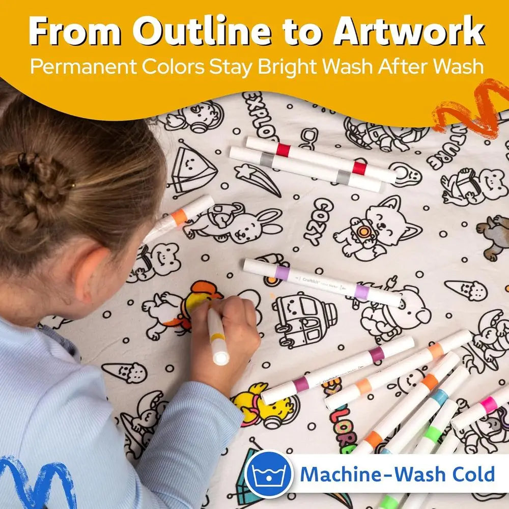 Color-In Blanket or Kids & Adults – Oversized Wearable Blanket Crat Kit – Permanent Marker Design – Sherpa leece, hine Washable