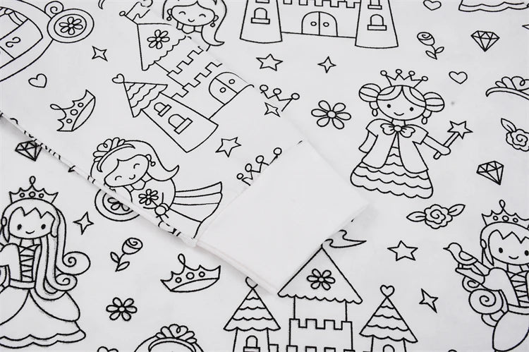 Colorable Two Piece Pajama Set for Children Boys Girls Color Your Own Handcraft Pyjamas  Kids DIY Coloring Kit for Pajama Party