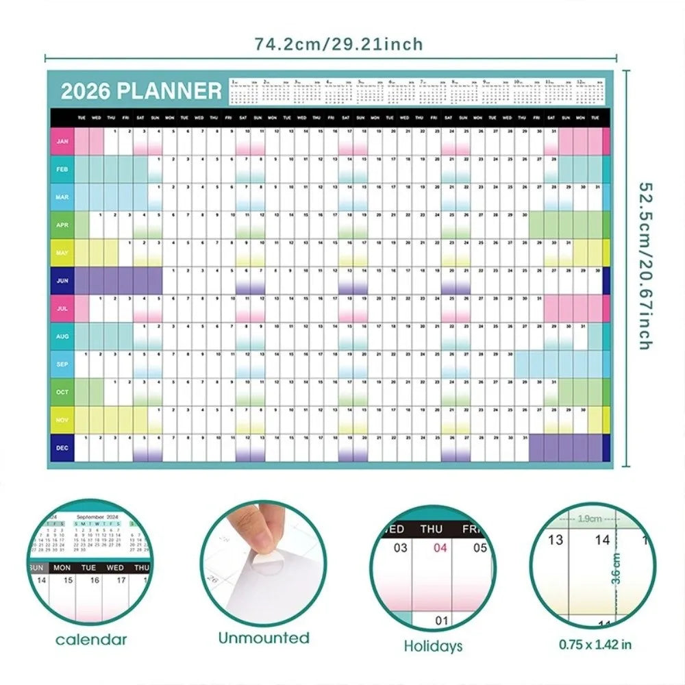2026 Wall Hanging Calendar Annual Planner To Do List Schedule Calendar Planner Sheet Memo Pad Agenda Organizer