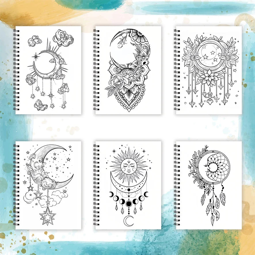 Adult Moon Coloring Book – 32 Intricate Pages, 100gsm Paper | TSUKI Color & Craft