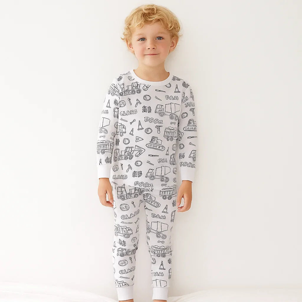 Children's DIY Pajama Sets Creative Sketch Colorful Pajama Set Sleepwear Set Your Own Pajama Handicraft Toys Toddler Boys Girl Loungewear