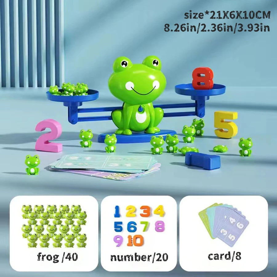 Frog Balance Scale Math Toy by Tsuki Color & Craft – Montessori Addition & Subtraction for Kids