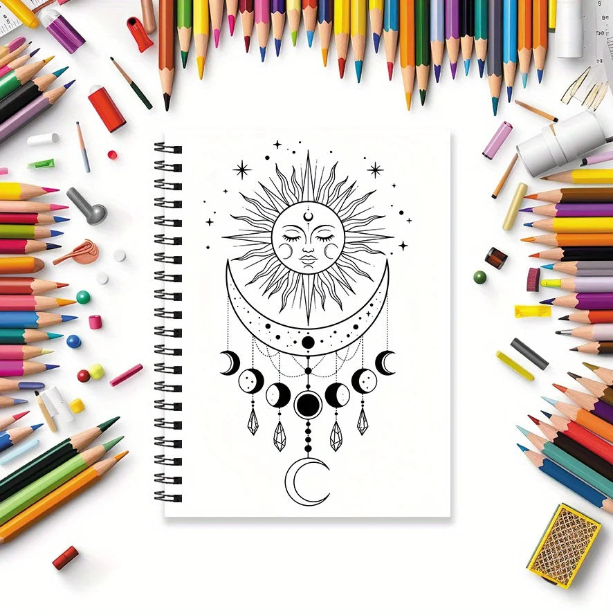 Adult Moon Coloring Book – 32 Intricate Pages, 100gsm Paper | TSUKI Color & Craft