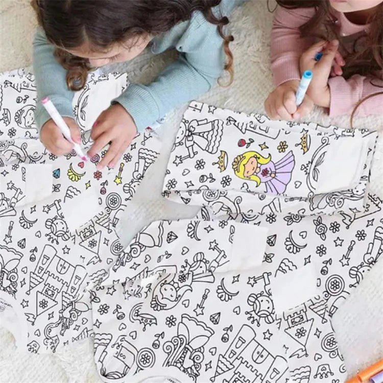 Colorable Two Piece Pajama Set for Children Boys Girls Color Your Own Handcraft Pyjamas  Kids DIY Coloring Kit for Pajama Party