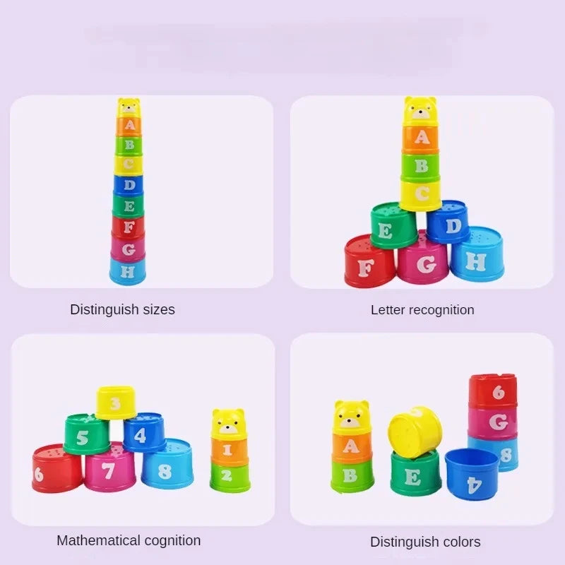 Kid Brain Response Battle Fold Cup Hand Speed Competition Fold Cup Baby Stack Game Early Education Puzzle Train Board Games Toy