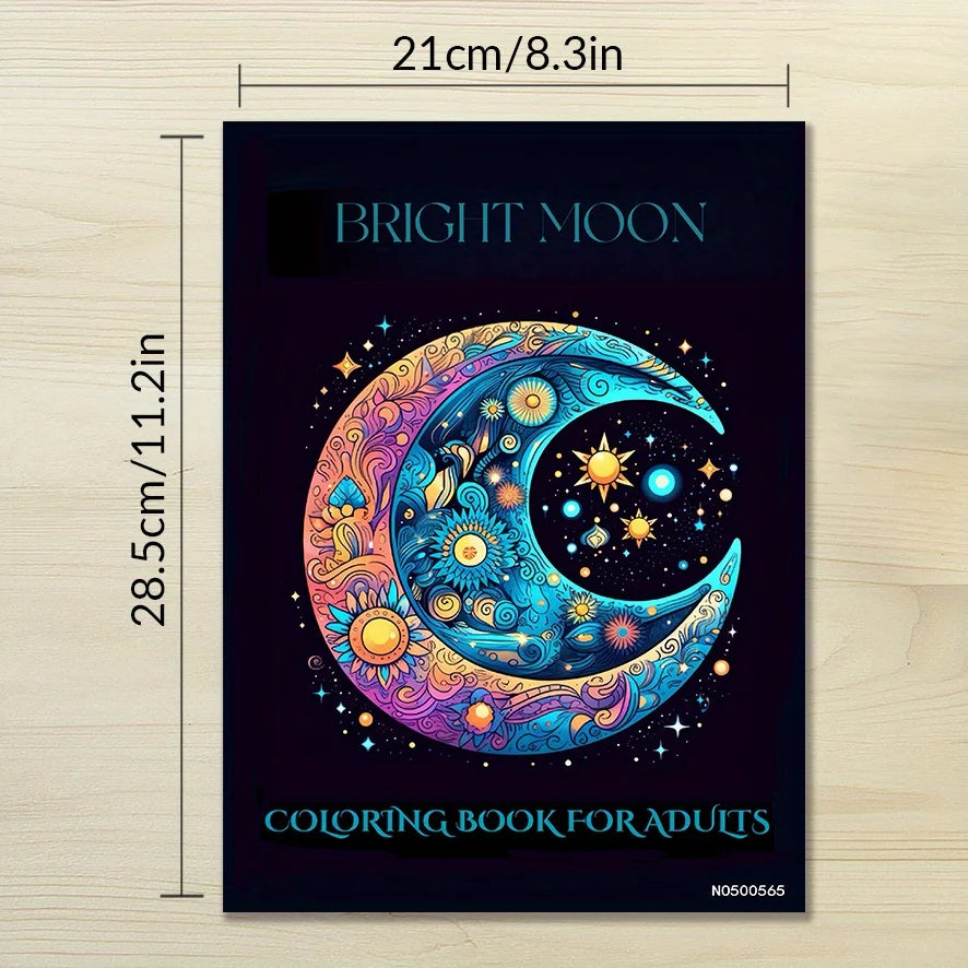 Adult Moon Coloring Book – 32 Intricate Pages, 100gsm Paper | TSUKI Color & Craft
