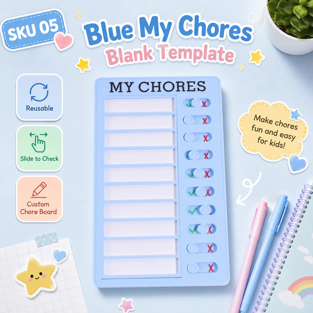 Self Discipline Checklist Board, Replaceable Plastic Chore Chart for Kids Adults, Summer Task Planner & Daily Habit Tracker