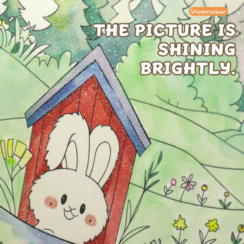 Children's Watercolor Coloring Set with 12-Color Pigment Color Blocks and Dip Pens