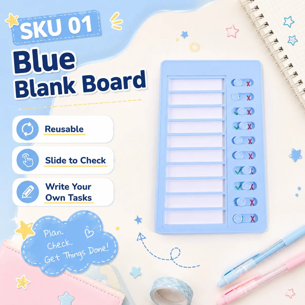 Self Discipline Checklist Board, Replaceable Plastic Chore Chart for Kids Adults, Summer Task Planner & Daily Habit Tracker
