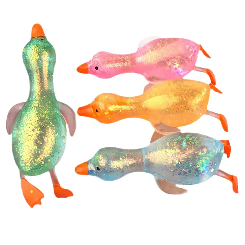 Aurora Duck & Gold Powder Goose Squishy Stress Relief Toy, Slow Rising Squeeze Ball