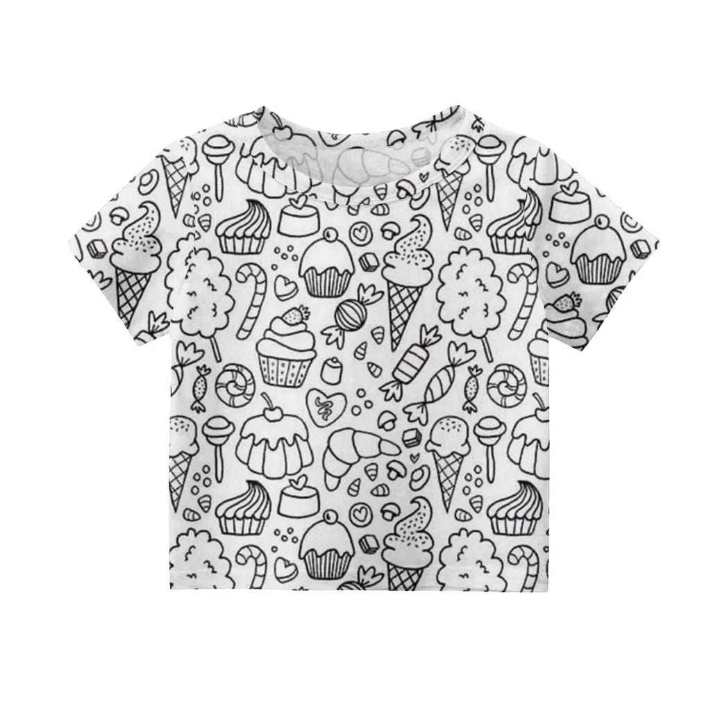 Children's DIY Pajama Sets Creative Sketch Colorful Pajama Set Summer loose short-sleeved tops shorts pajamas two-piece set