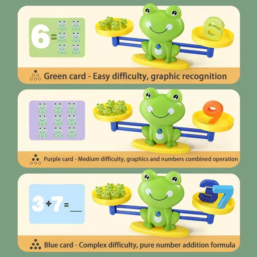 Frog Balance Scale Math Toy by Tsuki Color & Craft – Montessori Addition & Subtraction for Kids