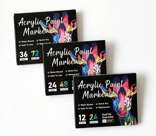Acrylic Paint Markers – Two Colors in Every Pen (24–72 Colors)