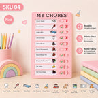 Self Discipline Checklist Board, Replaceable Plastic Chore Chart for Kids Adults, Summer Task Planner & Daily Habit Tracker