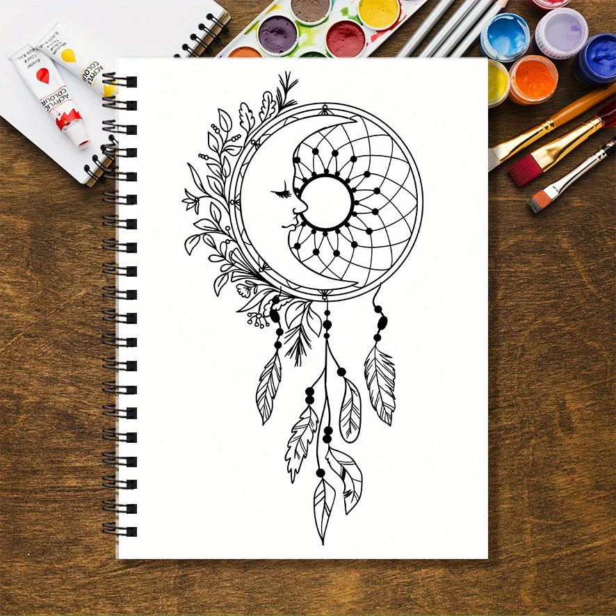 Adult Moon Coloring Book – 32 Intricate Pages, 100gsm Paper | TSUKI Color & Craft