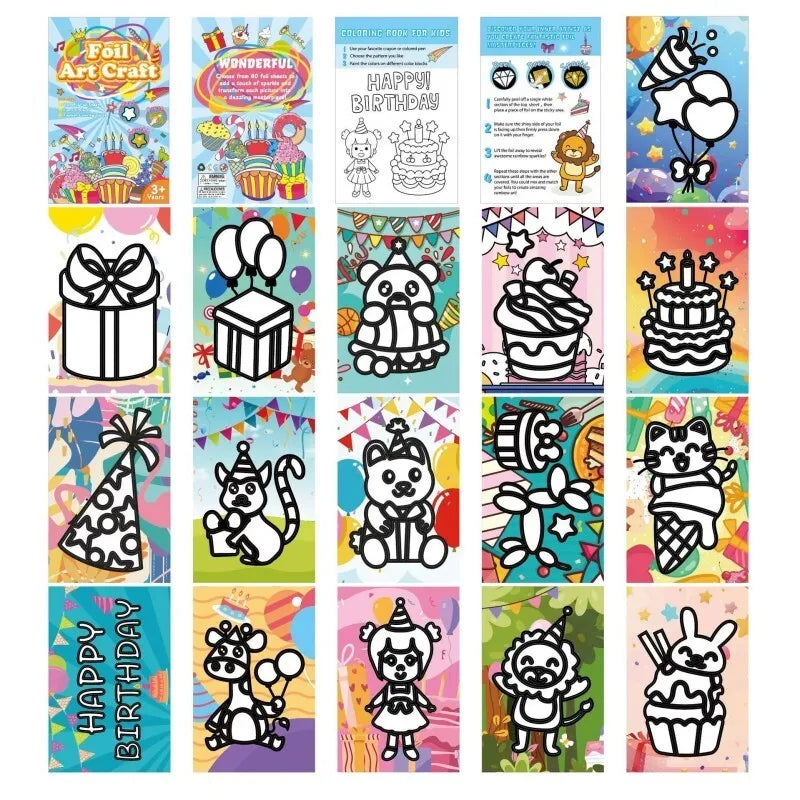 Foil Art Coloring Book Sparkly creative activity for kids