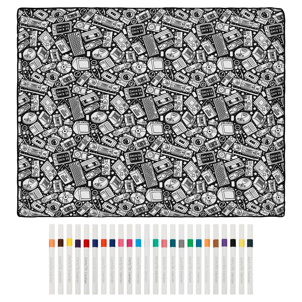 DIY Coloring Blanket with 24 Colored Markers Creative Personalization pattern blanket Stress Relief Unique Paint art Decor Gift