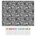 DIY Coloring Blanket with 24 Colored Markers Creative Personalization pattern blanket Stress Relief Unique Paint art Decor Gift