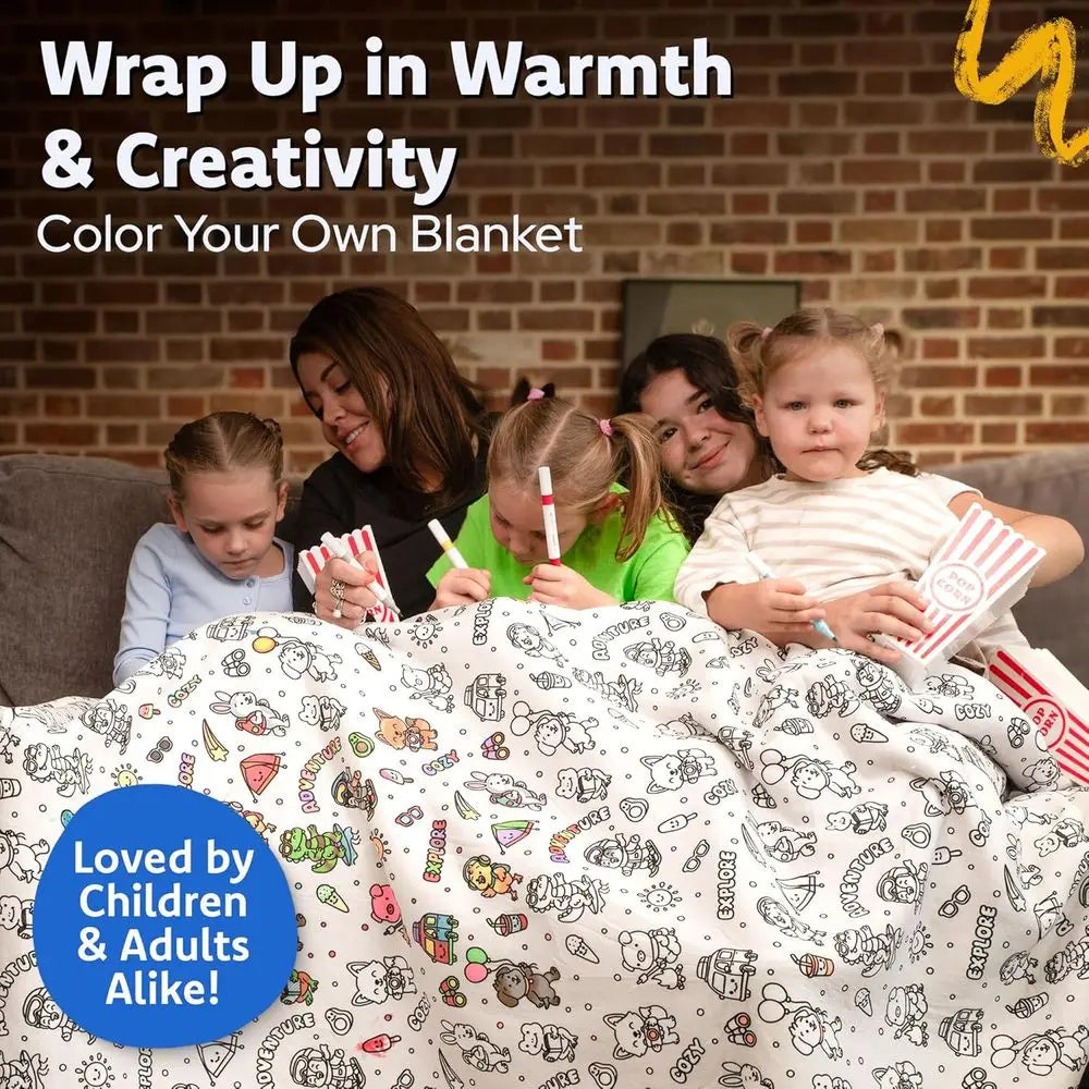 Color-In Blanket or Kids & Adults – Oversized Wearable Blanket Crat Kit – Permanent Marker Design – Sherpa leece, hine Washable