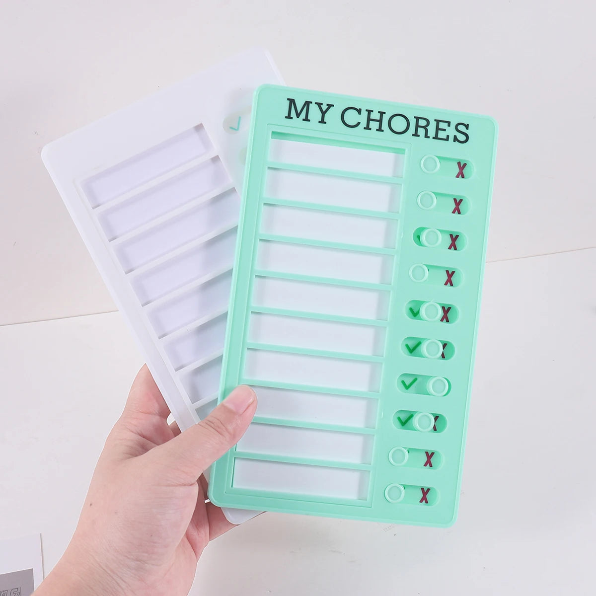 Self Discipline Checklist Board, Replaceable Plastic Chore Chart for Kids Adults, Summer Task Planner & Daily Habit Tracker