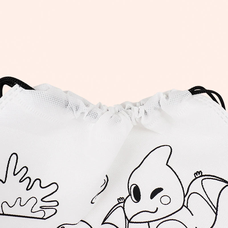 5-10PC Colorful Drawstring Graffiti Bag Random Assorted Pattern Cartoon Animal DIY Painting Backpack Festival Party Souvenir ZYF
