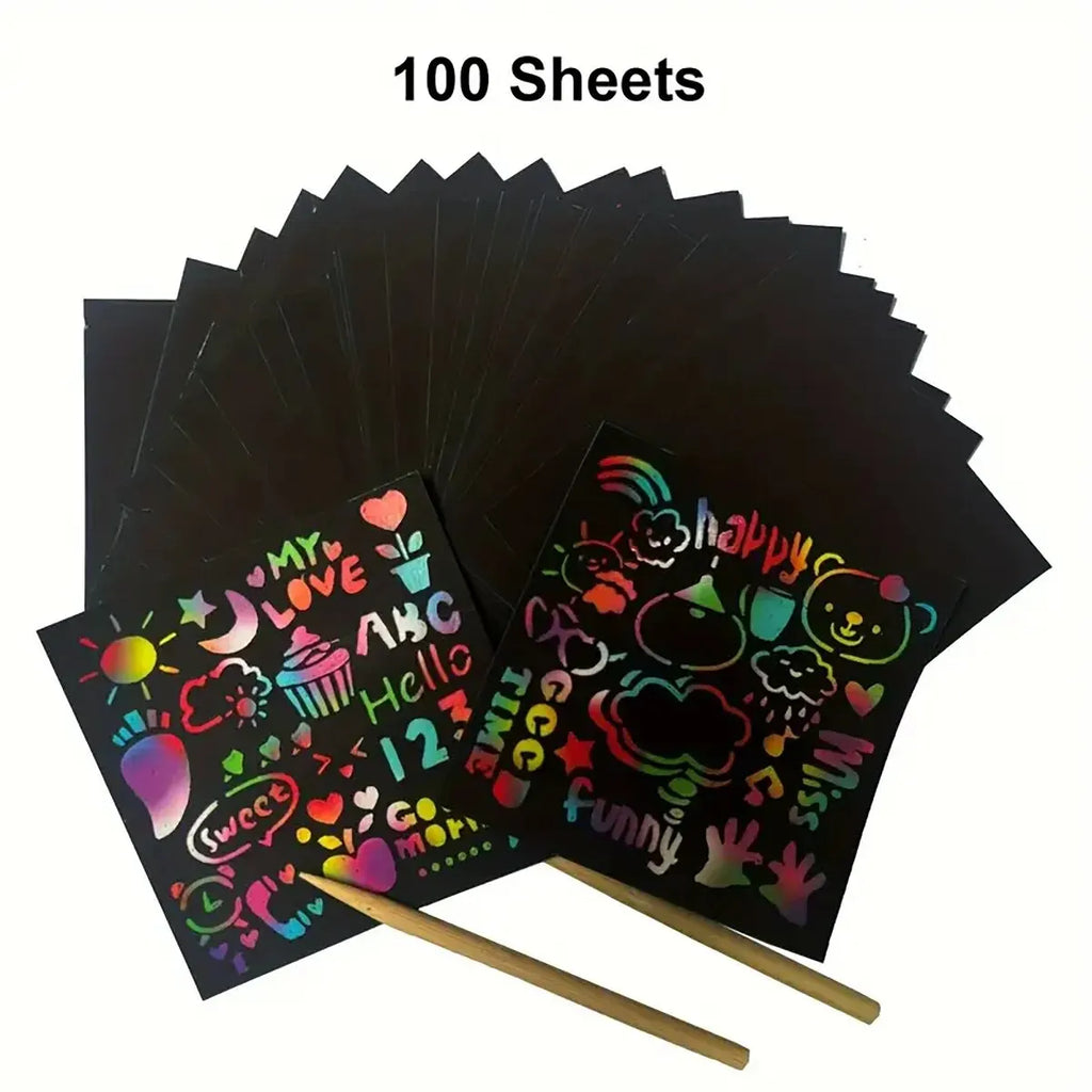 Rainbow Scratch Art Pad for Kids, 125 Cards + 2 Styluses