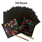 Rainbow Scratch Art Pad for Kids, 125 Cards + 2 Styluses
