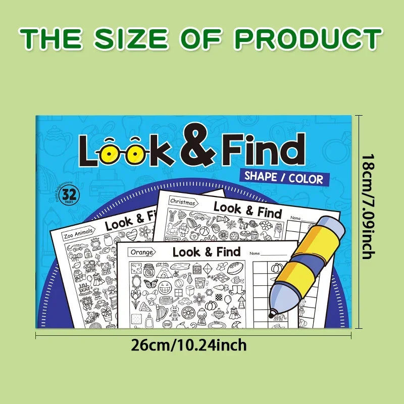 32 Pages Children's Find Items Coloring & Drawing Book Fun Concentration & Attention Exercise Early Education Activity Book