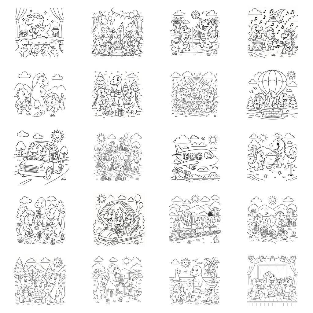 Dinosaur's Adventure Coloring Book for Kids – 30 Dino Pages (8.5" x 8.5")