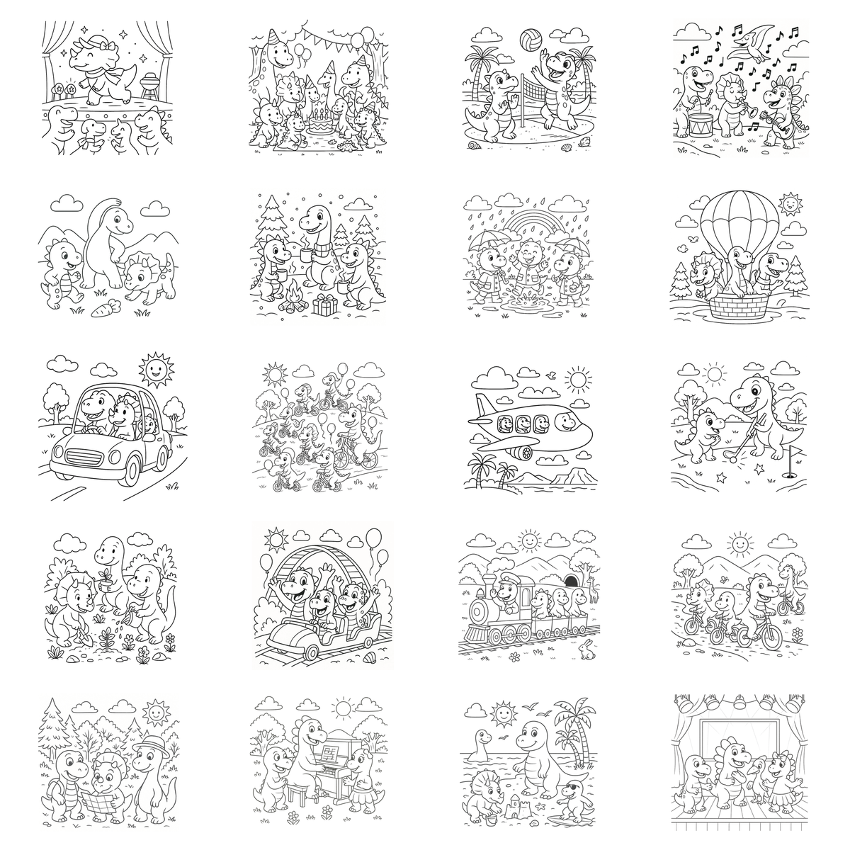 Dinosaur's Adventure Coloring Book for Kids – 30 Dino Pages (8.5" x 8.5")